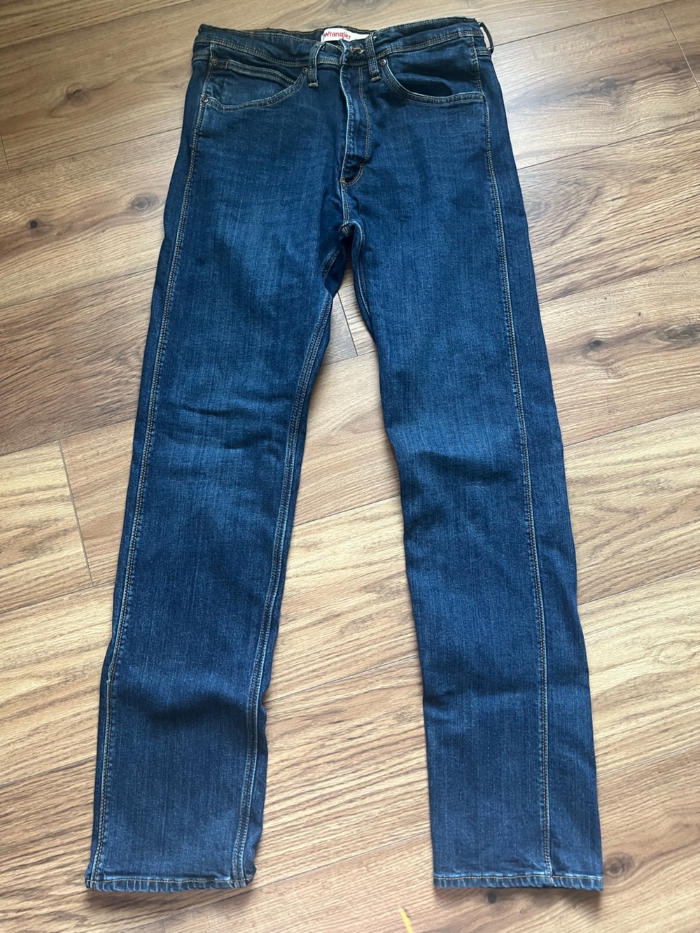 Wrangler Men Regular Fit Straight Leg Jeans Dark Wash Denim Size 32x34